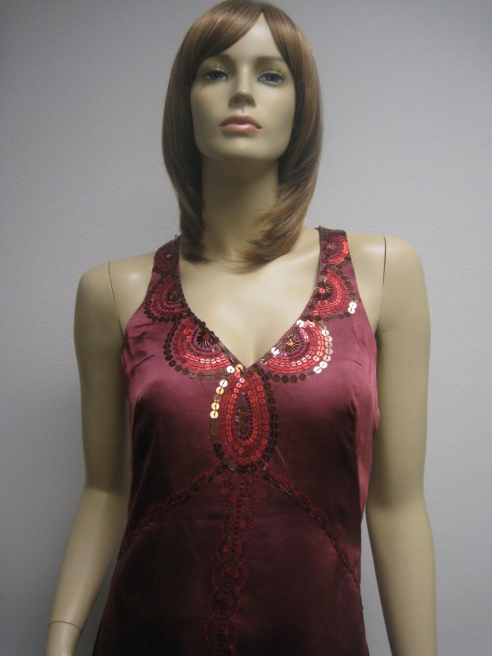 Sue Wong Nocturne Dress Y2K Cocktail #84 Flapper Halter Red Silk Sequin Art Deco - Picture 4 of 16